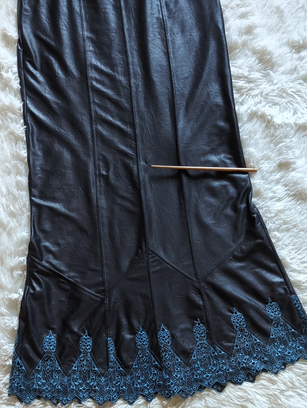 90s Lip Service Lace Up Corset Faux Leather Embroidered Maxi Dress Medium - Picture 6 of 16